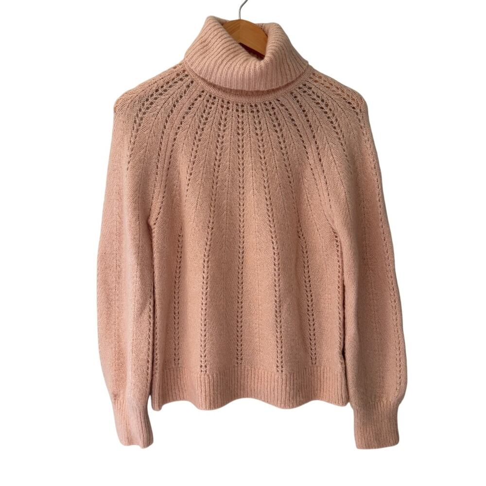 Haven Well Within Wool Blend Pointelle Mock Neck Sweater — Size S